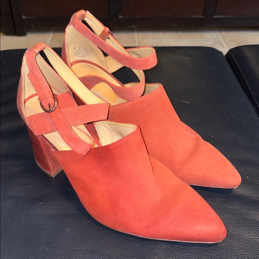 Naturalizer Holland Cross Strap Heels Desert Clay Size 11 W Wide Suede Leather